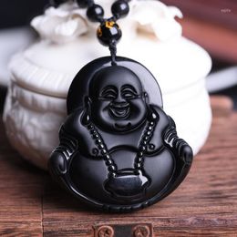Pendant Necklaces Black Obsidian Buddha Necklace Jade Jewellery Fine