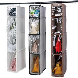 Storage Boxes Hanging Handbag Organizer For Wardrobe Transparent Clothes Hats Bag Dust-proof Sundries Shoes Closet