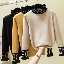 Women's Sweaters Autumn Winter Thick Warm Beautiful Embroidery Turtleneck Sweater Women Long Sleeve Knit Pullover Sweater Female Pull Femme Tops T221019