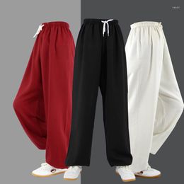 Ethnic Clothing Men Women Chinese Retro Style Wide Leg Loose Trousers Cotton Linen Tai Chi Harem Pants Wushu Yoga Training Bloomers