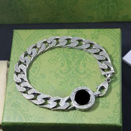 Luxury mens bracelet designer Jewellery fashion stainless steel 925 silver plated letter 18cm 20cm 22cm bangle charm cuban chain bracelets couple gothic punk hip hop