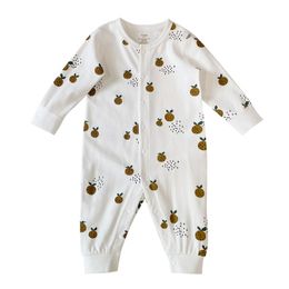 Organic Cotton Baby Rompers Long Sleeve Snap Print Jumpsuits for Newborn Infant Sprint Autumn Outfit 3-24M