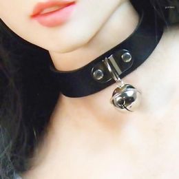 Choker Charm PU Leather Small Bell Necklace Punk Style Women Torques Gothic Party Club Cross Jewellery