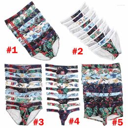 Underpants 10PCS/Lot Wholesale Mens Underwear Sexy Briefs Low Rise Breathable Printing Male Homme Panties Bulge Pouch Thongs