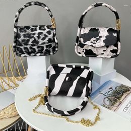 Evening Bags Fashion Lady Zebra Pattern Shoulder Personality Designer Cow Messenger Bag Woman Luxury Chain Handbag Lipstick