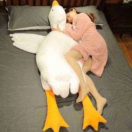 Cm Giant Colourful Lying Duck Plush Toys Soft Rabbit Fur Animal Cushion Mat Stuffed Dolls Sleeping Soothing Gifts J220704