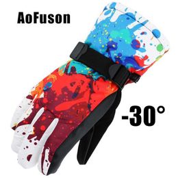 Ski Gloves Winter Snowboard Waterproof Breathable Warmth Plus Thick Velvet Cycling Motorcycle Snow Sports Women Men 2018 L221017