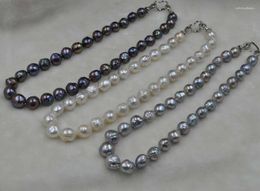 Choker 20" Length 11-14mm Baroque Kasumi White Grey Black Pearl Necklace