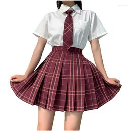 Clothing Sets Korean School Uniform For Girls White Shirt Pleated Skirt Jk Plaid Skirts Female High Clothes