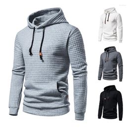 Men's Hoodies Spring And Autumn European Men's Pullover Sweater Plaid Quilted Fabric Hooded Casual Sports Top