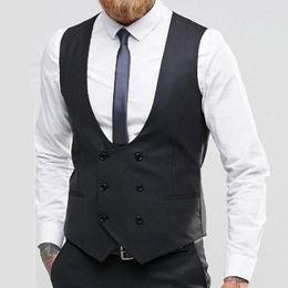 Men's Vests Double Breasted Slim Fit Waistcoat For Men One Piece Black Suit Vest Custom Male Fashion Clothes Coat Arrival