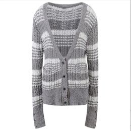 1009 L 2022 Milan Runway Autumn Sweater Long Sleeve V Neck Grey Fashion Clothes Womens yl