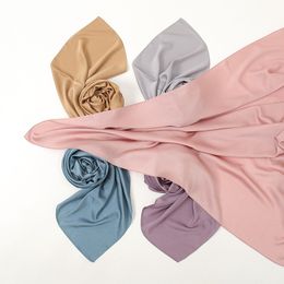 125x125cm Plain Satin Square Scarf Women Muslim Hijabs Shawls Solid Headscarf Wraps Islam Turban Headband Bufandas Foulard Femme