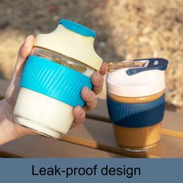 Mugs 350/500ML Coffee Mug Pipette Leak Proof Cup Lovely Glass Silicagel Resistant Portable Water With Cover Office