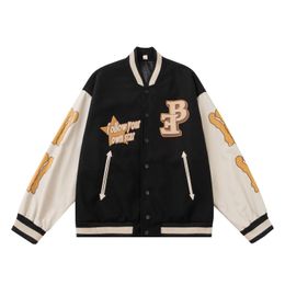 Men Baseball Jackets Streetwear Hip Hop Skull Letter Print Patchwork Varsity Bomber Jacket 2022 Autumn Casual Windbreaker Coats