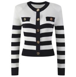 1009 L 2022 Milan Runway Autumn Sweater Long Sleeve Crew Neck Black White Blue Fashion Clothes Womens yl