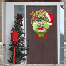 Christmas Decorations Selling Plush Wreath Creative Elf Legs Arm Garland Front Door Hanging Decoration Xmas Gift
