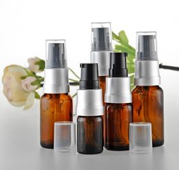 5/10/15/20/30/50ML Amber Glass Pump Lotion Bottles Essential Oil Perfume Water Vial Bottles SN711