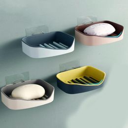 Soap Dishes Holder Suction Cup Dish Drain Bathroom Storage Box Free Punching Plastic Wall Hanging Paste Tray Accessories