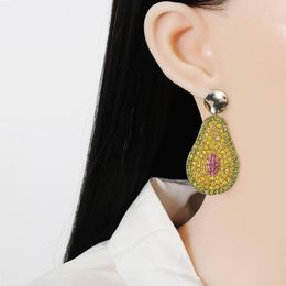 Stud Earrings Fashion Glamour Drop For Women Yellow Cartoon Avocado Jewelry Korean Luxury Party Gift