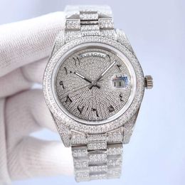 Armbanduhr Diamond Watch Mens Automatic Mechanical Watch 41 mm mit Diamant-Stahl-Mode-Mode-Armband-Armband Wasserdichtem Montre de Luxe