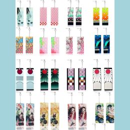 Party Favour New 16 Pairs Tanjiro Earrings Demon Slayer For Women Men Girls Doublesided Acrylic Hanafuda Drop Delivery 2022 Home Gard Dhtym