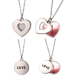 DIY Sublimation Blank Pendant Necklace Heat Transfer LOVE Heart Shaped Necklaces XMAS Gift