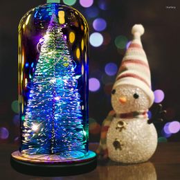 Christmas Decorations Artificial Tree LED Crystal Ball 3D Craft Glass Sphere Desktop Lamp Night Light Xmas Gift Home Decor Festival Supplies