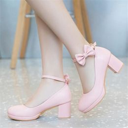 Flat Shoes Children High Heeled Pumps Princess Catwalk Girl Show Leather Student White Dress Thick Heel Shoe