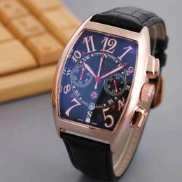 Men's Luxury Quartz Watch Bucket Type Business Leisure Multifunctional Timekeeping Waterproof Belt Watches