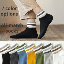 Men's Socks 8pcs 4pairs / Lot Cotton Men's Summer And Autumn Striped Low-cut Ankle Sports Leisure