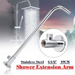 49cm G1 2 Wall Mounted Shower Extension Arm Angled Extra Pipe Stainless Steel Hose For Rain Shower Head Bathroom Accessories2581