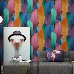 Wallpapers Modern Nordic Feather Wall Papers Home Decor 3D Ins Abstract Waterproof For KTV Bars Background Walls Para Pared