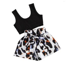 Clothing Sets Kids Baby Girls Fashion 2-piece Outfit Set Sleeveless Tops Leopard Shorts For Children 0-3T