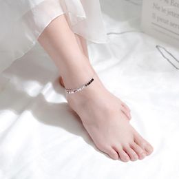 Anklets Colusiwei National Style Oval Sequins Tassel Anklet 925 Sterling Silver Chain Bracelet For Leg Female Foot Jewellery Women