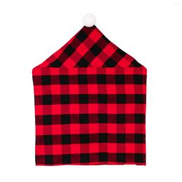 Chair Covers Christmas Season Home Decorations Red Black Plaid With White Wool Ball Atmosphere Layout Cover