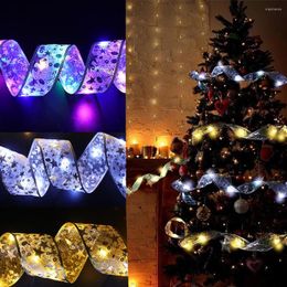 Christmas Decorations 1/2/5/10M Ribbon With LED Lights Tree Accessories String Decoration For Year 2023