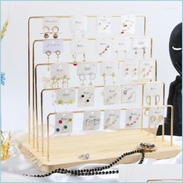 Jewellery Pouches Bags Jewellery Pouches Mtilayer Display Tray Pendant Earrings Bracelet Rings Blocks Solid Wood Holder Drop Delivery 2 Dh2Yx