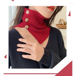 Bow Ties Fake Collar Women Solid Color Knit Neck Scarf Classic Button Detachable Stand Warm Decorated Infinity Neckwear