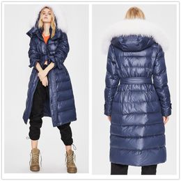 Womens Winter White Duck Down jacket Thickened Medium and Long Waist Closing Lace Up Warm Jackets Designer outdoor waterproof coat