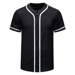 Men's Casual Shirts Men's Baseball Style V-neck Button-down Summer Short Sleeve Tee For Men Streetwear Hip Hop Jersey