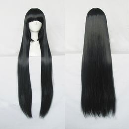 Popular Black fringe length straight hair 100cm Metre long cosplay wig