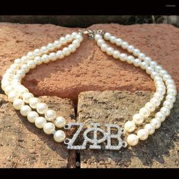 Choker Dropship Sorority Society Accessories Greek Zeta Phi Beta ZPB Double Line Pearl Necklace Jewellery
