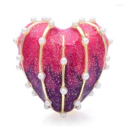 Brooches Wuli&baby Enamel Heart For Women Unisex Pearl Love Party Office Brooch Pin Gifts