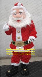 Cool Red Santa Claus Mascot Costume Mascotte Kriss Kringle Father Christmas With Red Clothes Big Black Boots No.1818