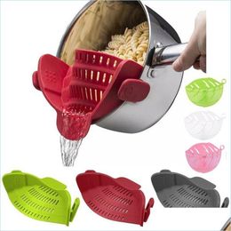 Fruit Vegetable Tools Fruit Vegetable Tools Sile Kitchen Strainer Clip Pan Drain Rack Bowl Funnel Rice Pasta Washing Colander Drai Dhigo