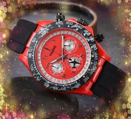 All Sub Dial luxury quartz Stopwatch Watch Men 43mm Marble Flowers Case President Advanced rubber Belt Six Stiches Designer Male Wristwatches Montre De Luxe