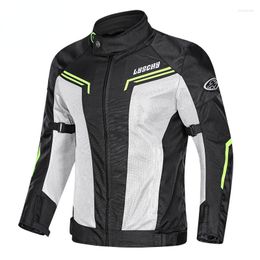 Racing Jackets Men Reflective Breathable Motorcycle Cycling Jacket Multi-Pocket Zipper Stand-Up Collar With Anti-Fall Protective Coats