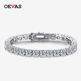 Chain OEVAS 100% 925 Sterling Silver 3mm Created Gemstone Bangle Charm Wedding Bracelet Fine Jewellery Wholesale Drop Ship 221020