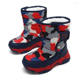 Shorts Winter Kids Snow Boots Warm Plush Camouflage Children Ankle Booties Leather Boy Girl Sneakers